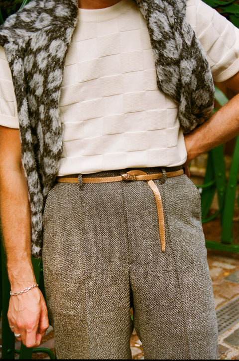 Gold metal chain link snake belt