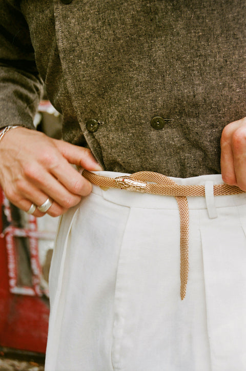Gold metal chain link snake belt