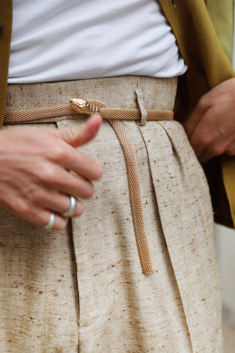 Gold metal chain link snake belt