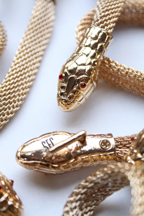 Gold metal chain link snake belt