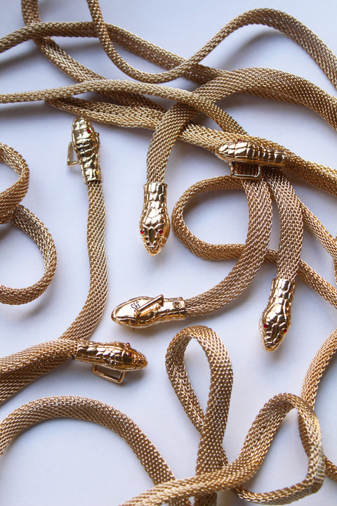 Gold metal chain link snake belt
