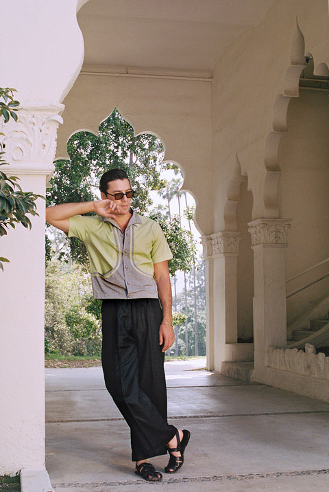 Pistachio speckle piping shirt