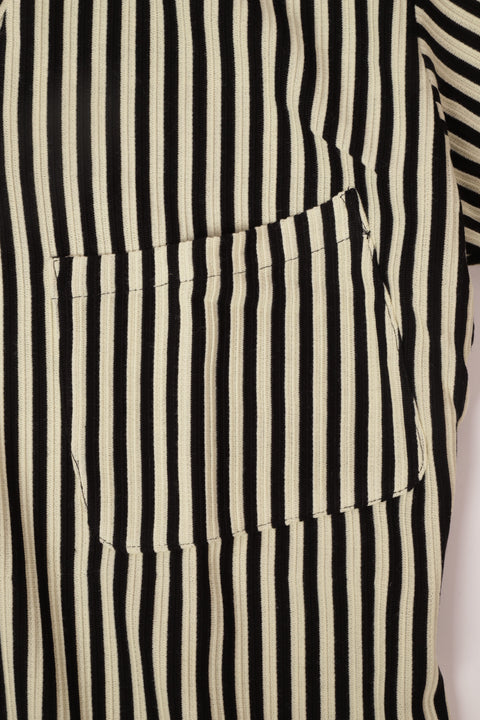 Black and ivory textured stripe beach polo