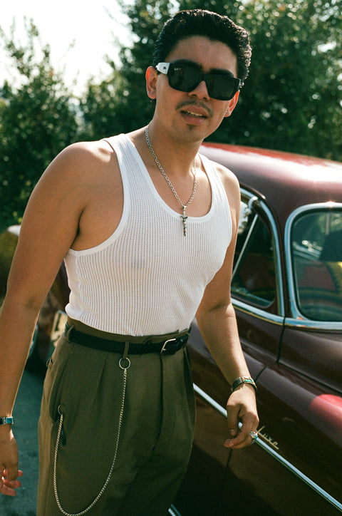 White perforated vest / undershirt / tank (2pcs)