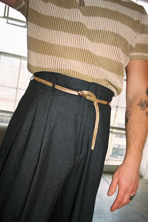Gold metal chain link snake belt