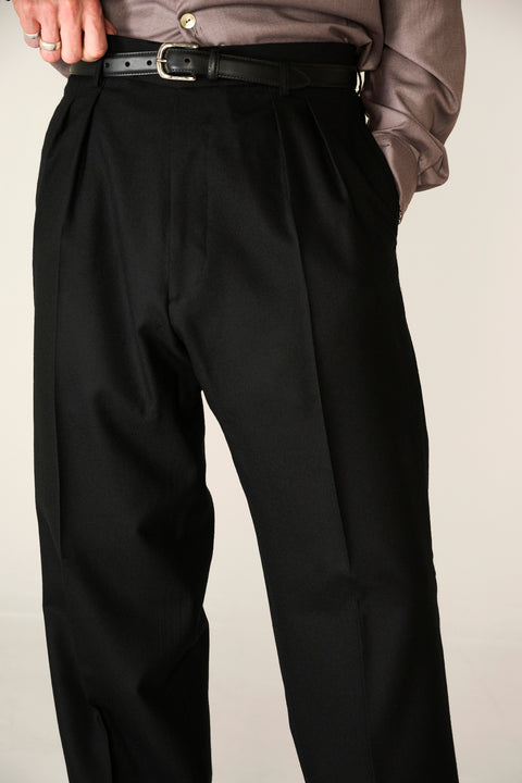 Black wool Classic wide-leg trouser (IN STOCK)