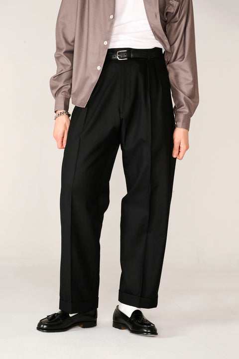 Black wool Classic wide-leg trouser (IN STOCK)