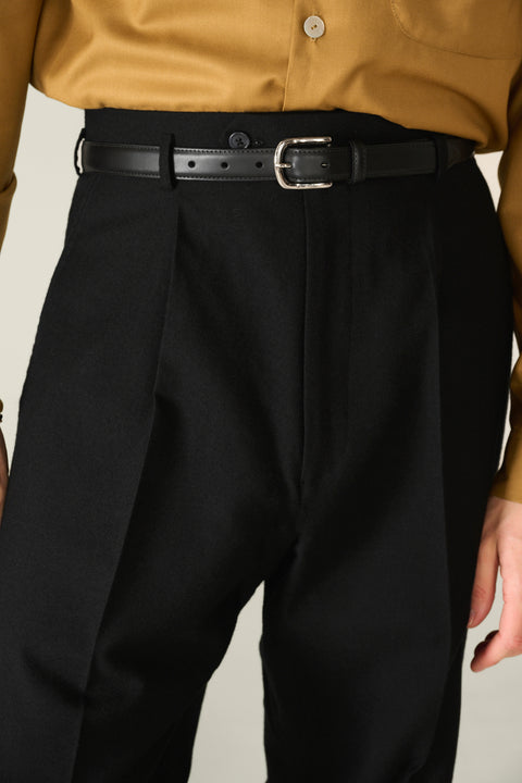 Black wool Wide Boy trousers (IN STOCK)