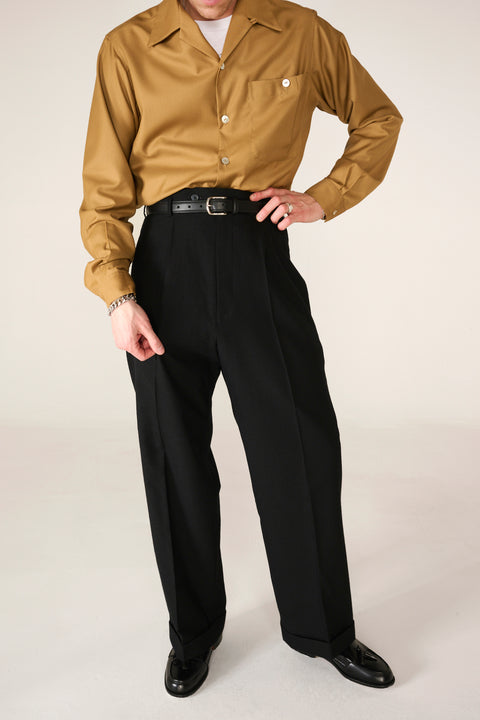Black wool Wide Boy trousers (IN STOCK)