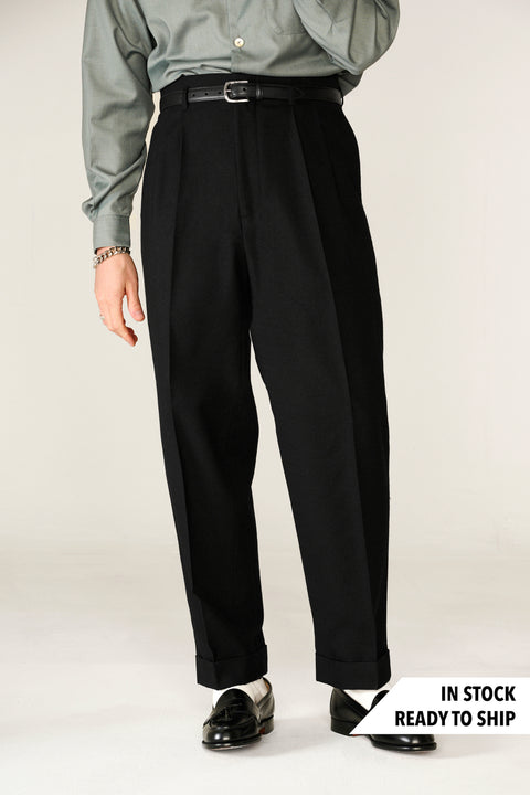 Black wool Empire waist trousers (IN STOCK)