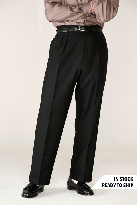 Black wool Classic wide-leg trouser (IN STOCK)