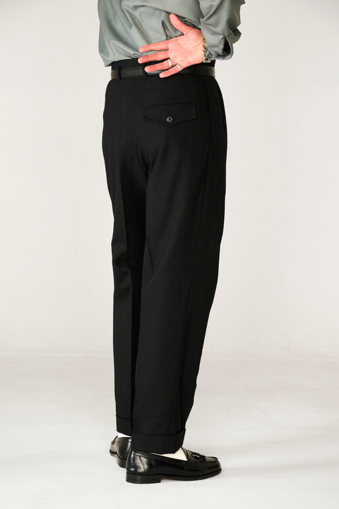 Black wool Empire waist trousers (IN STOCK)