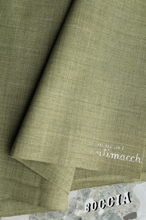 Pastel green grey box check fleck wool suiting - TB114