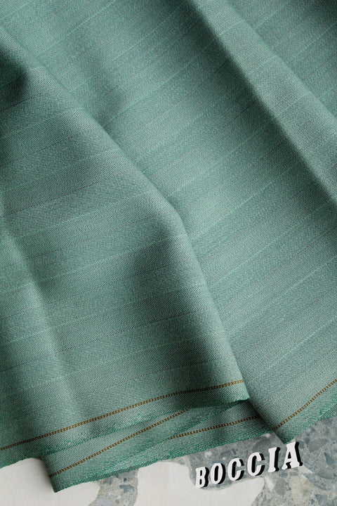 Turquoise striped herringbone drapey wool - TS002