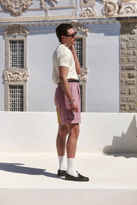 Pink and yellow tone-tone wide boy shorts