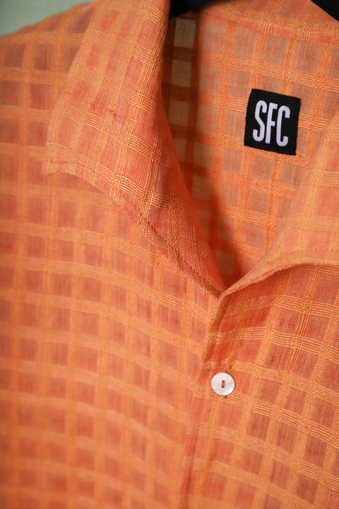 Coral woven waist-tie option shirt