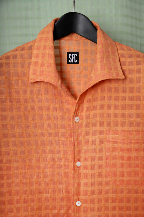 Coral woven waist-tie option shirt