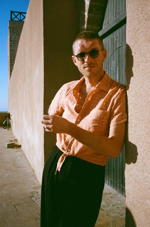 Coral woven waist-tie option shirt