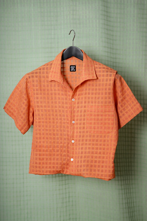 Coral woven waist-tie option shirt
