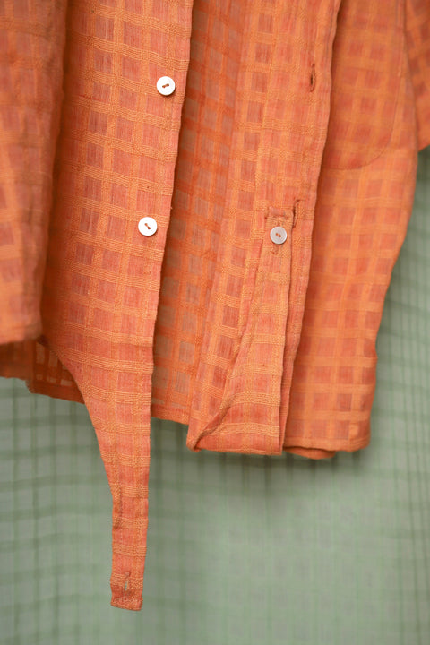 Coral woven waist-tie option shirt