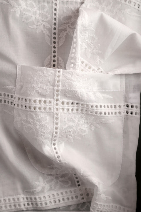 White embroidered pocket shirt