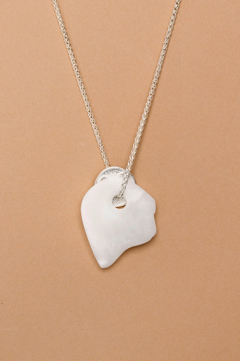 Silver Lucky Coin necklace with Stone pendant (A2)