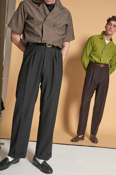Cocao woven double breasted shirt