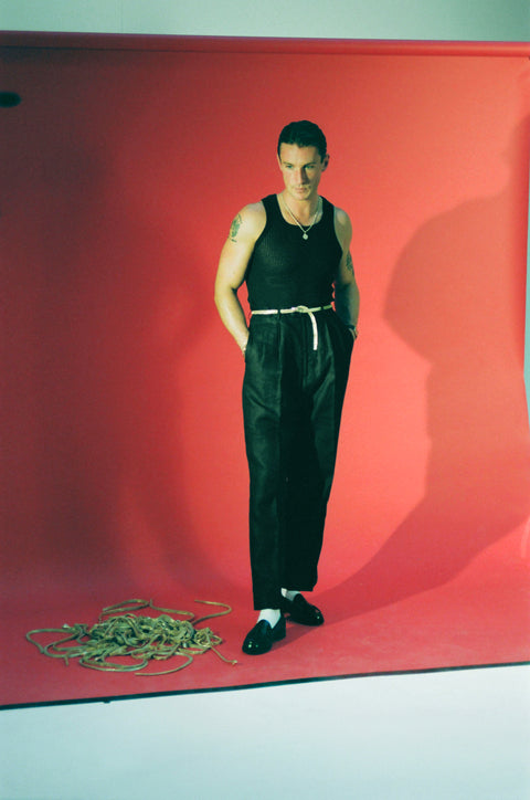 Black perforated vest / undershirt / tank (2pcs)