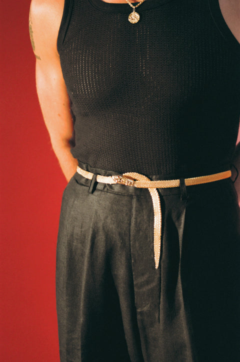 Black perforated vest / undershirt / tank (2pcs)