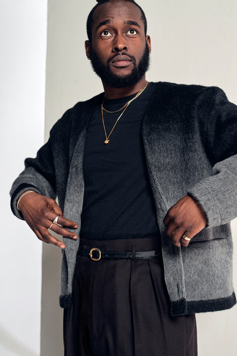 Black patent leather tape belt