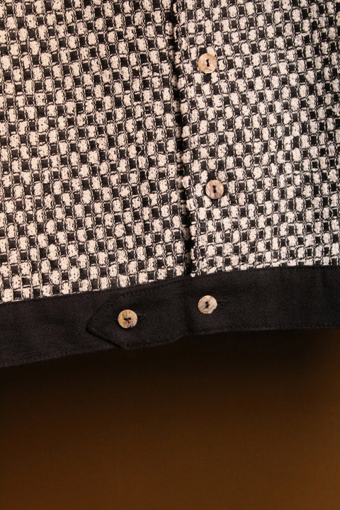 Black & white textured panel shirt