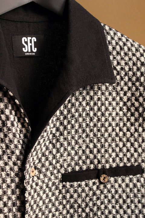 Black & white textured panel shirt