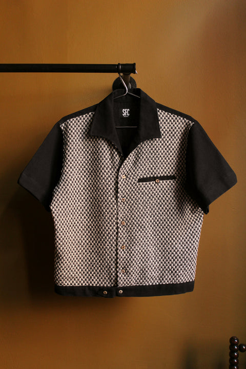 Black & white textured panel shirt
