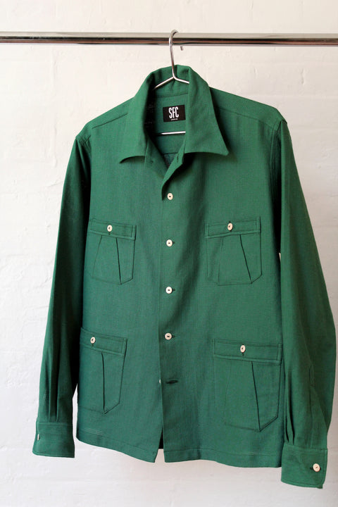Bottle green belt-back overshirt