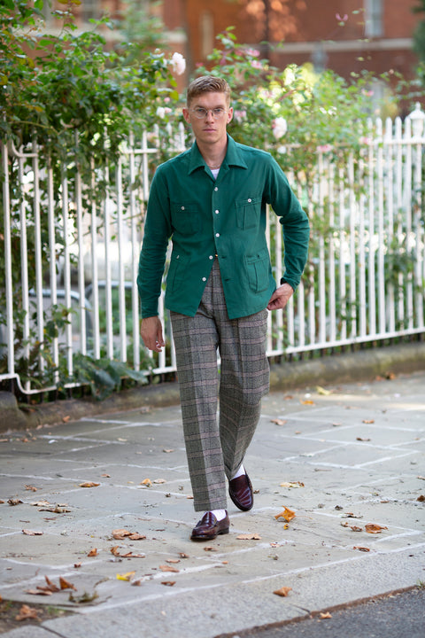 Bottle green belt-back overshirt