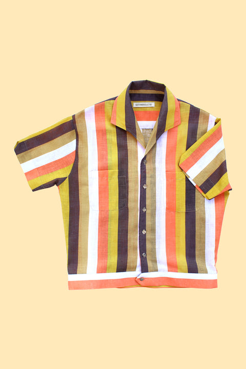 Yellow and coral striped lido shirt