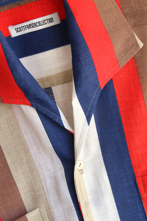 Red and blue striped lido shirt