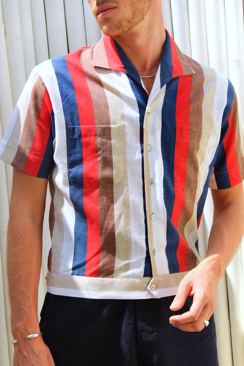 Red and blue striped lido shirt