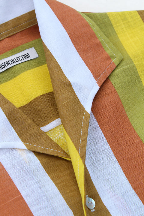 Saffron and green striped lido shirt