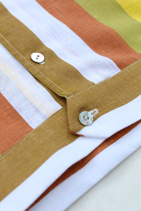 Saffron and green striped lido shirt
