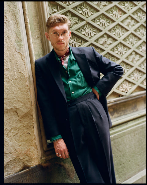 FABRIC OPTON - NAVY BLUE HOPSACK WEAVE WOOL