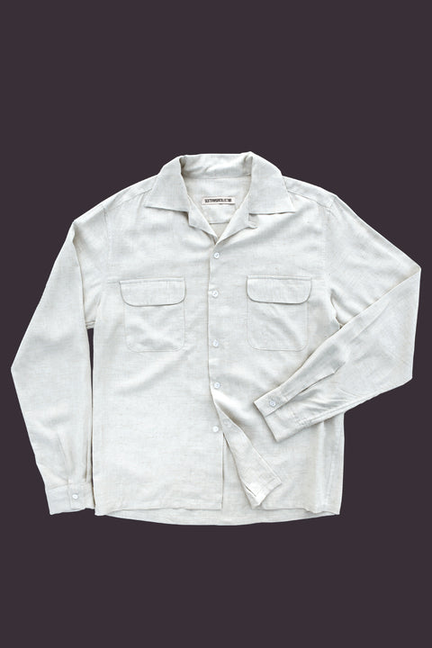 White slub Cuban collar shirt