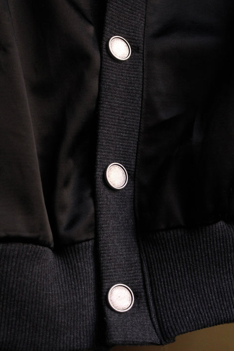 Black matte satin blouson jacket