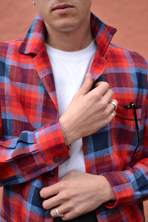 Blue and red linen check Cruz jacket (Boccia edition)