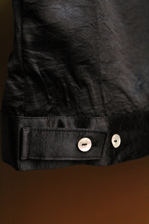 Black crushed satin wing collar 'Henry Hill' shirt