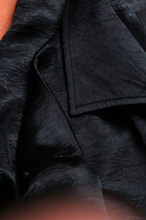 Black crushed satin wing collar 'Henry Hill' shirt (Last One Available)