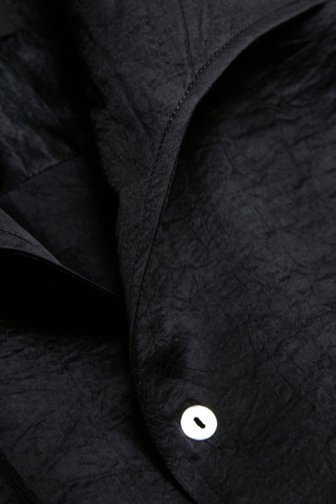 Black crushed satin wing collar 'Henry Hill' shirt