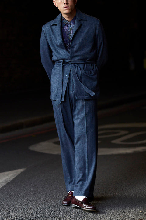 FABRIC OPTION - BLUE MOTTLED FLECK WOOL