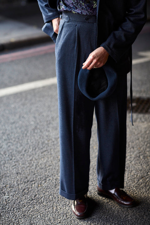 FABRIC OPTION - BLUE MOTTLED FLECK WOOL