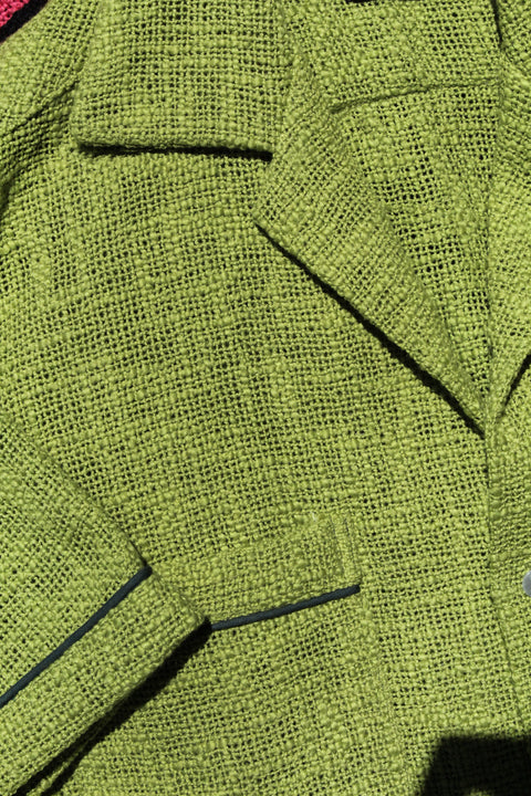 Green slub woven pocket shirt
